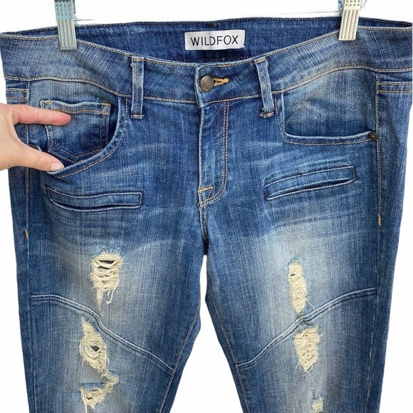 Wildfox Distressed Moto Biker Skinny Jeans - Picture 7 of 15